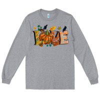 Heather Grey Fall love Long Sleeve Tee - NancyCooperArtShop