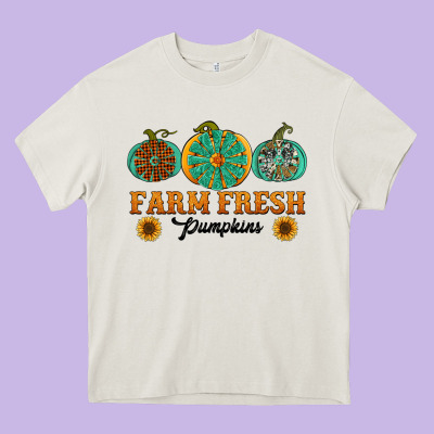 Orange Glitter Pumpkin Heavy Core Tee Designed By Nancycooperartshop