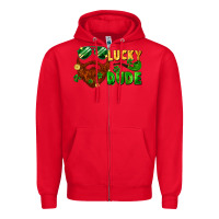 Red lucky dude saint patricks bearded man Zipper Hoodie - FaDigitalArtStudio