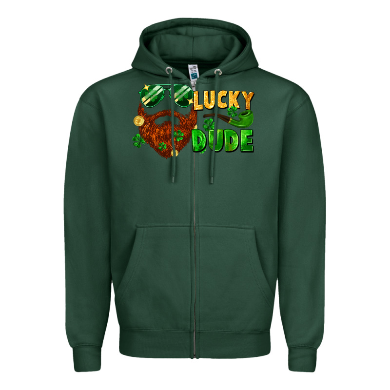 Lucky Dude Saint Patricks Bearded Man Zipper Hoodie by FaDigitalArtStudio | Teevron