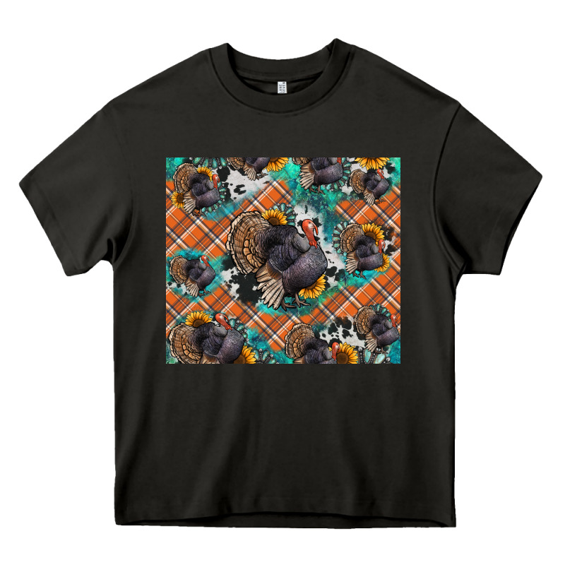 Thanksgiving Turkey Sunflower Turquoise Heavy Core Tee by NancyCooperArtShop | Teevron