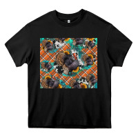 Black Thanksgiving Turkey sunflower turquoise Heavy Core Tee - NancyCooperArtShop