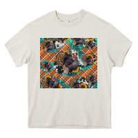 Cream Thanksgiving Turkey sunflower turquoise Heavy Core Tee - NancyCooperArtShop