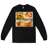 Black Hello Fall pumpkins Long Sleeve Tee - NancyCooperArtShop