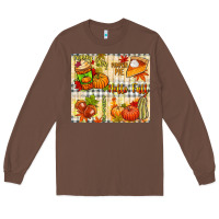 Chestnut Hello Fall pumpkins Long Sleeve Tee - NancyCooperArtShop