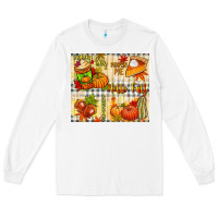 White Hello Fall pumpkins Long Sleeve Tee - NancyCooperArtShop