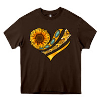 Chocolate Brown Childhood Cancer Awareness heart Heavy Core Tee - NancyCooperArtShop