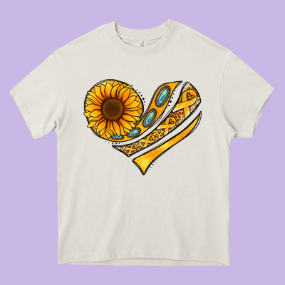 Childhood Cancer Awareness Heart Heavy Core Tee Designed By Nancycooperartshop