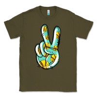 Army Green softball peace sign Classic Tee - Jasminsmagicworld