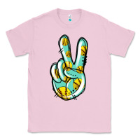 Bubblegum Pink softball peace sign Classic Tee - Jasminsmagicworld