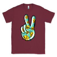Burgundy softball peace sign Classic Tee - Jasminsmagicworld