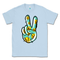 Dusty Blue softball peace sign Classic Tee - Jasminsmagicworld