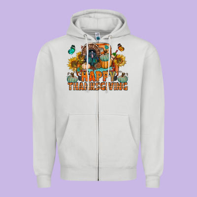 Happy Thanksgiving With Truck Bbs Zipper Hoodie Designed By Bundleandbundleshop