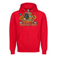 Red happy thanksgiving with truck bbs Zipper Hoodie - BundleAndBundleShop