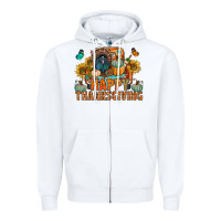 White happy thanksgiving with truck bbs Zipper Hoodie - BundleAndBundleShop