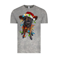 Cloud Rock highland cow calf with christmas lights Vintage Tee - RanaPortraitStore