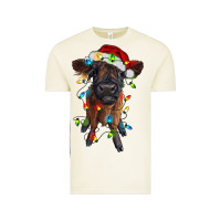 Vintage Arctic highland cow calf with christmas lights Vintage Tee - RanaPortraitStore