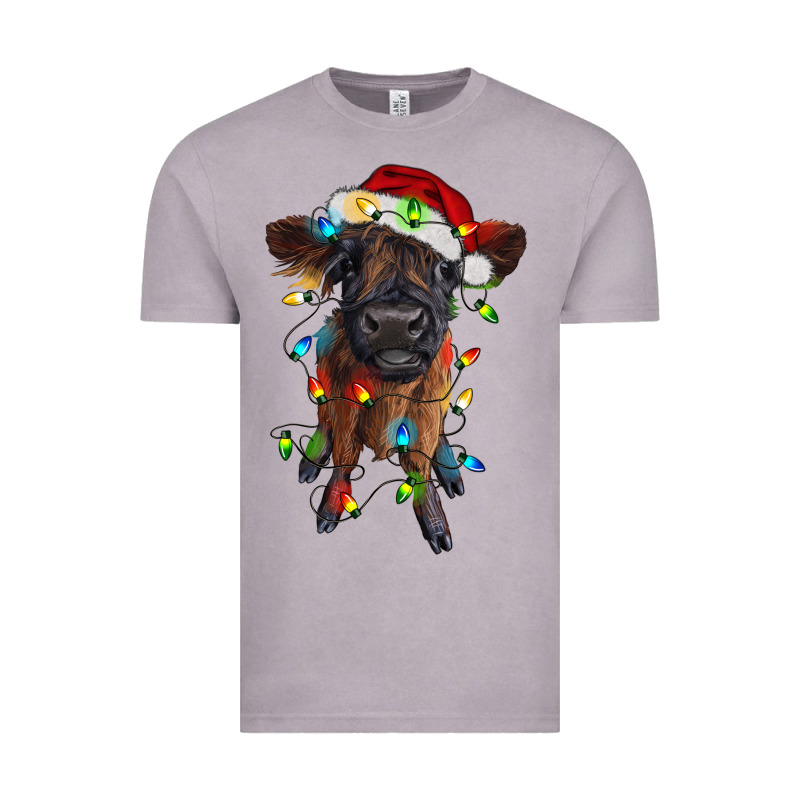 Highland Cow Calf With Christmas Lights Vintage Tee by RanaPortraitStore | Teevron