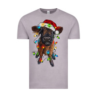 Vintage Zinc highland cow calf with christmas lights Vintage Tee - RanaPortraitStore