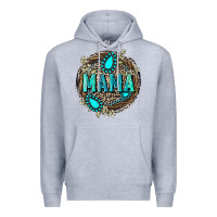 Heather Grey Mama with gemstone leopard Mother's Day Premium Hoodie - FaDigitalArtStudio