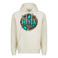 Oatmeal Heather Mama with gemstone leopard Mother's Day Premium Hoodie - FaDigitalArtStudio