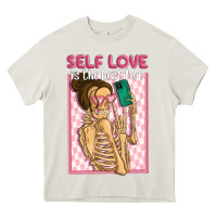 Cream self love is the best love Heavy Core Tee - MaliasSmallBusiness