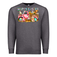 Charcoal Heather Happy Easter Animal Farm Truck Premium Sweatshirt - CowhideDigitalArt