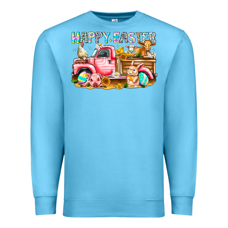 Happy Easter Animal Farm Truck Premium Sweatshirt by CowhideDigitalArt | Teevron