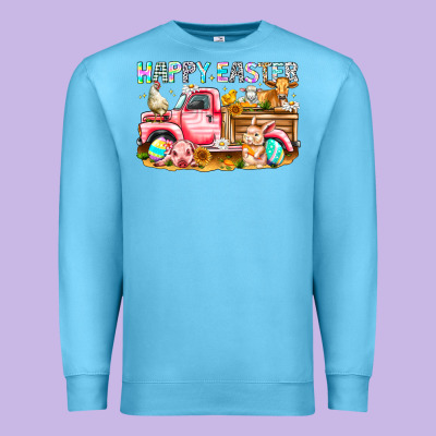 Happy Easter Animal Farm Truck Premium Sweatshirt Designed By Cowhidedigitalart