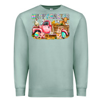 Seafoam Happy Easter Animal Farm Truck Premium Sweatshirt - CowhideDigitalArt