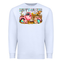 White Happy Easter Animal Farm Truck Premium Sweatshirt - CowhideDigitalArt