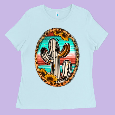 Western Cactus Ladies Tee Designed By Jasminsmagicworld
