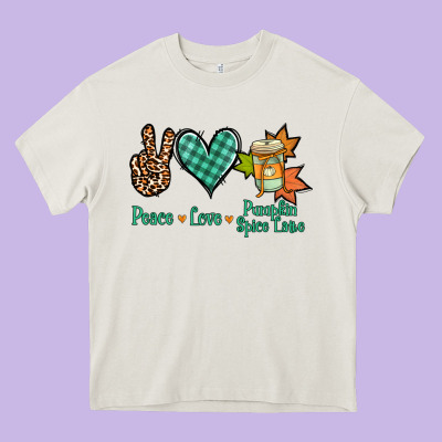 Peace Love Pumpkin Spice Latte Heavy Core Tee Designed By Nancycooperartshop