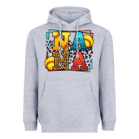 Heather Grey Softball nana leopard frame Heavyweight Hoodie - LillyAllenDesigns