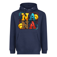 Navy Softball nana leopard frame Heavyweight Hoodie - LillyAllenDesigns