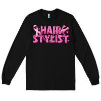 Black Breast Cancer hair stylist Long Sleeve Tee - texasbilliewilder