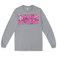 Heather Grey Breast Cancer hair stylist Long Sleeve Tee - texasbilliewilder