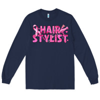 Navy Breast Cancer hair stylist Long Sleeve Tee - texasbilliewilder