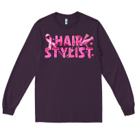 Plum Breast Cancer hair stylist Long Sleeve Tee - texasbilliewilder