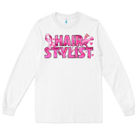 White Breast Cancer hair stylist Long Sleeve Tee - texasbilliewilder