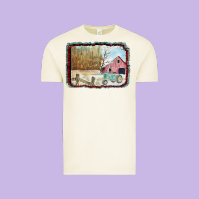 Christmas Barn Tractor Snow Vintage Tee Designed By Bettercallsaul