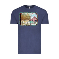 Vintage Denim Christmas Barn Tractor Snow Vintage Tee - Bettercallsaul