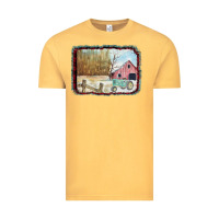 Vintage Mustard Christmas Barn Tractor Snow Vintage Tee - Bettercallsaul