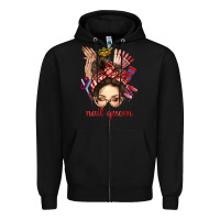 Black nail queen messy bun with crown bbs Zipper Hoodie - BundleAndBundleShop