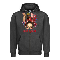 Charcoal Heather nail queen messy bun with crown bbs Zipper Hoodie - BundleAndBundleShop