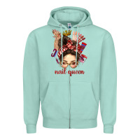Seafoam nail queen messy bun with crown bbs Zipper Hoodie - BundleAndBundleShop