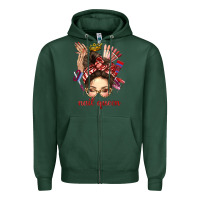 Sports Green nail queen messy bun with crown bbs Zipper Hoodie - BundleAndBundleShop