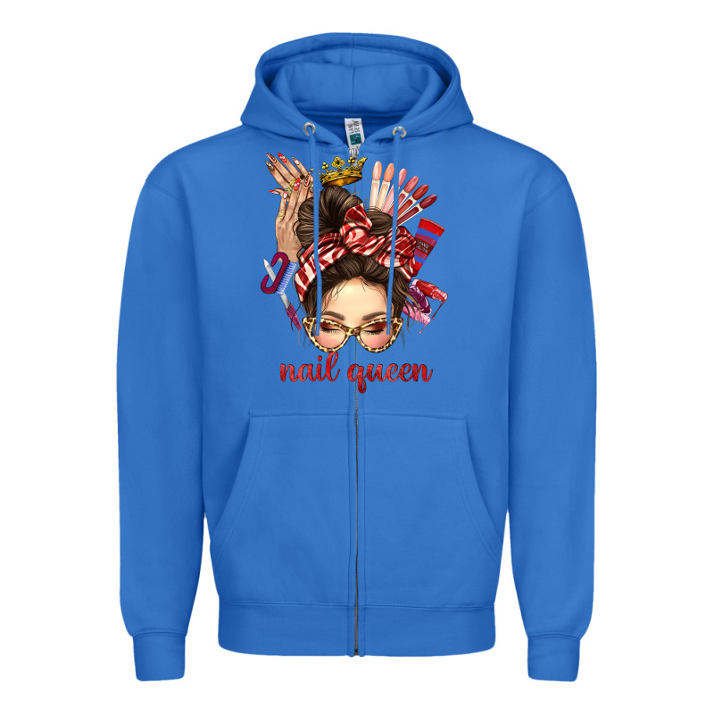 Nail Queen Messy Bun With Crown Bbs Zipper Hoodie by BundleAndBundleShop | Teevron
