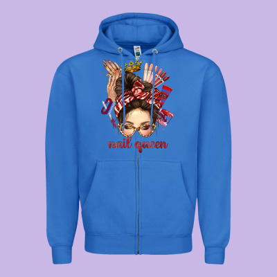 Nail Queen Messy Bun With Crown Bbs Zipper Hoodie Designed By Bundleandbundleshop
