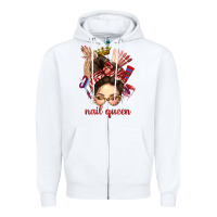 White nail queen messy bun with crown bbs Zipper Hoodie - BundleAndBundleShop